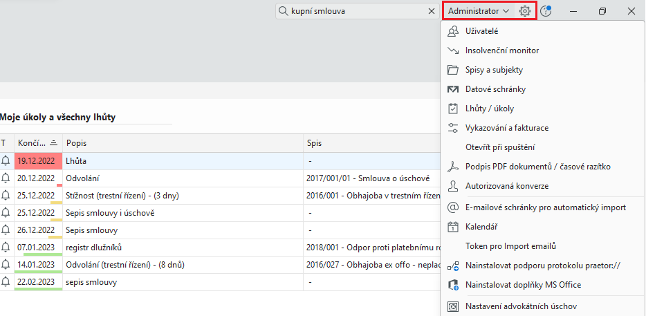 Uživatelská nastavení Praetor